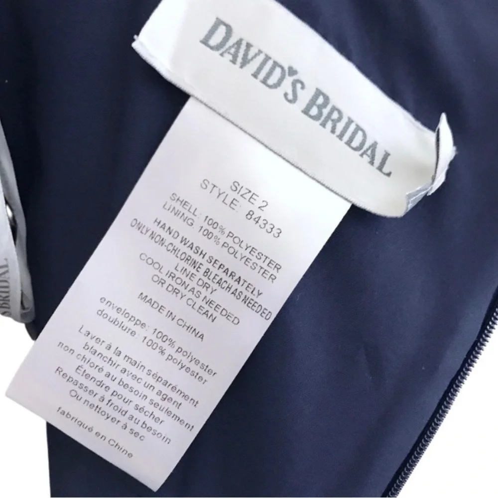 David’s Bridal Dark Blue One Shoulder Dress With Bow Accent Size 2 - Picture 9 of 12